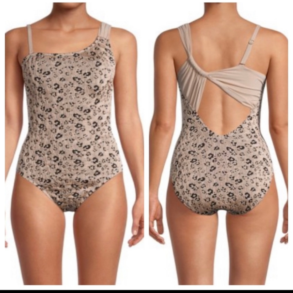 Time and Tru Leopard Jacquard One-Piece Swimsuit size XL NWT